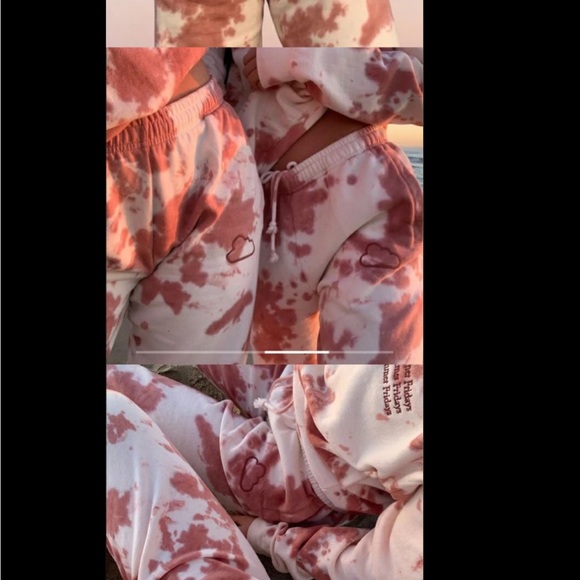 Summer Fridays pink tie dye sweat set (crew neck and joggers) size small - Picture 1 of 2